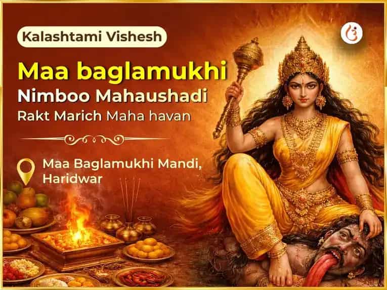 బగళాముఖి జయంతి స్పెషల్ మా బగళాముఖి నింబూ మహౌషధి రక్త మరిచ్ మహా హవనం puja image 1