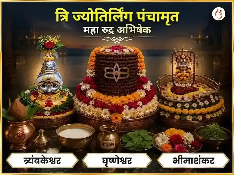 श्रावण सोमवार विशेष त्रि ज्योतिर्लिंग पंचामृत महा रुद्र अभिषेक पूजा puja image 1